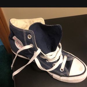 Navy blue high top unisex converse